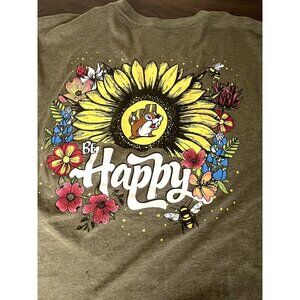 BUC-EES Bee Happy Sunflower Floral Adult 3XL Tshirt